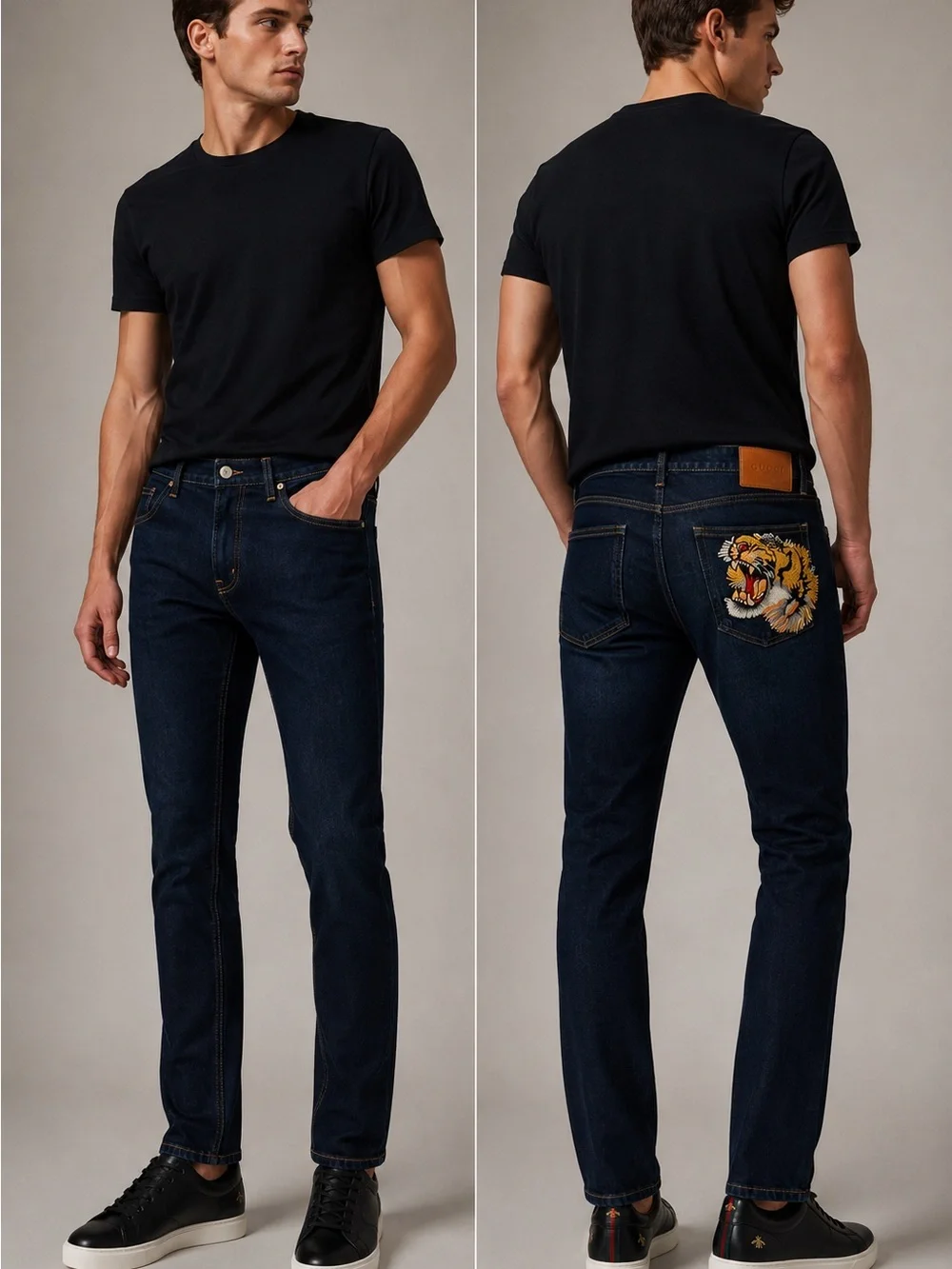 Authentic Gucci Tiger Embroidered Jeans  Size 31 Made in Italy RARE🐅